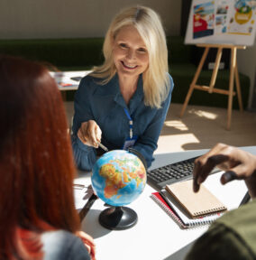 front-view-woman-working-as-travel-agent